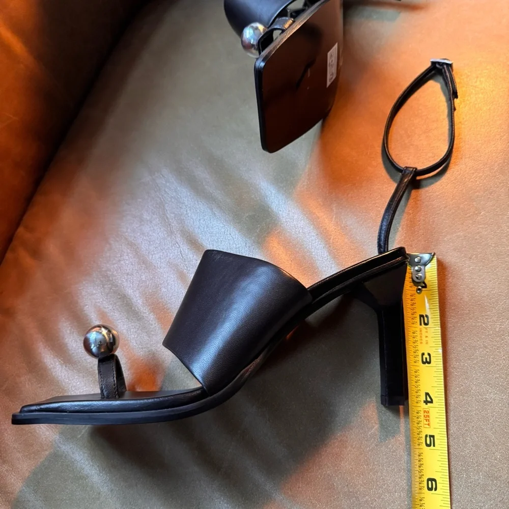 COS Atelier Sphere Heeled Sandals w Silver Accents 90s designer quiet luxury NWB - Picture 8 of 15